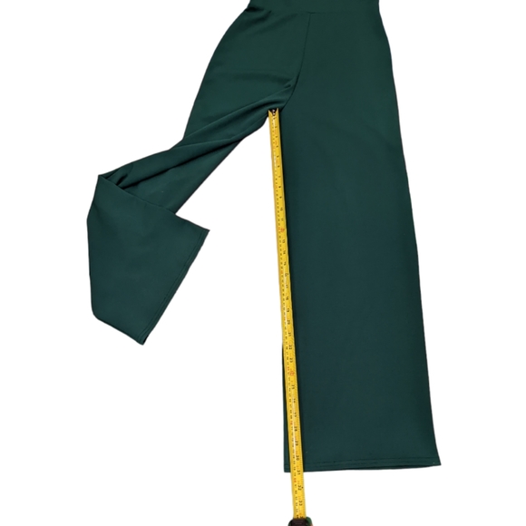 EUC Missguided Stretchy Forest Green Criss-cross Wide Leg Jumpsuit Size 8 - Picture 9 of 14